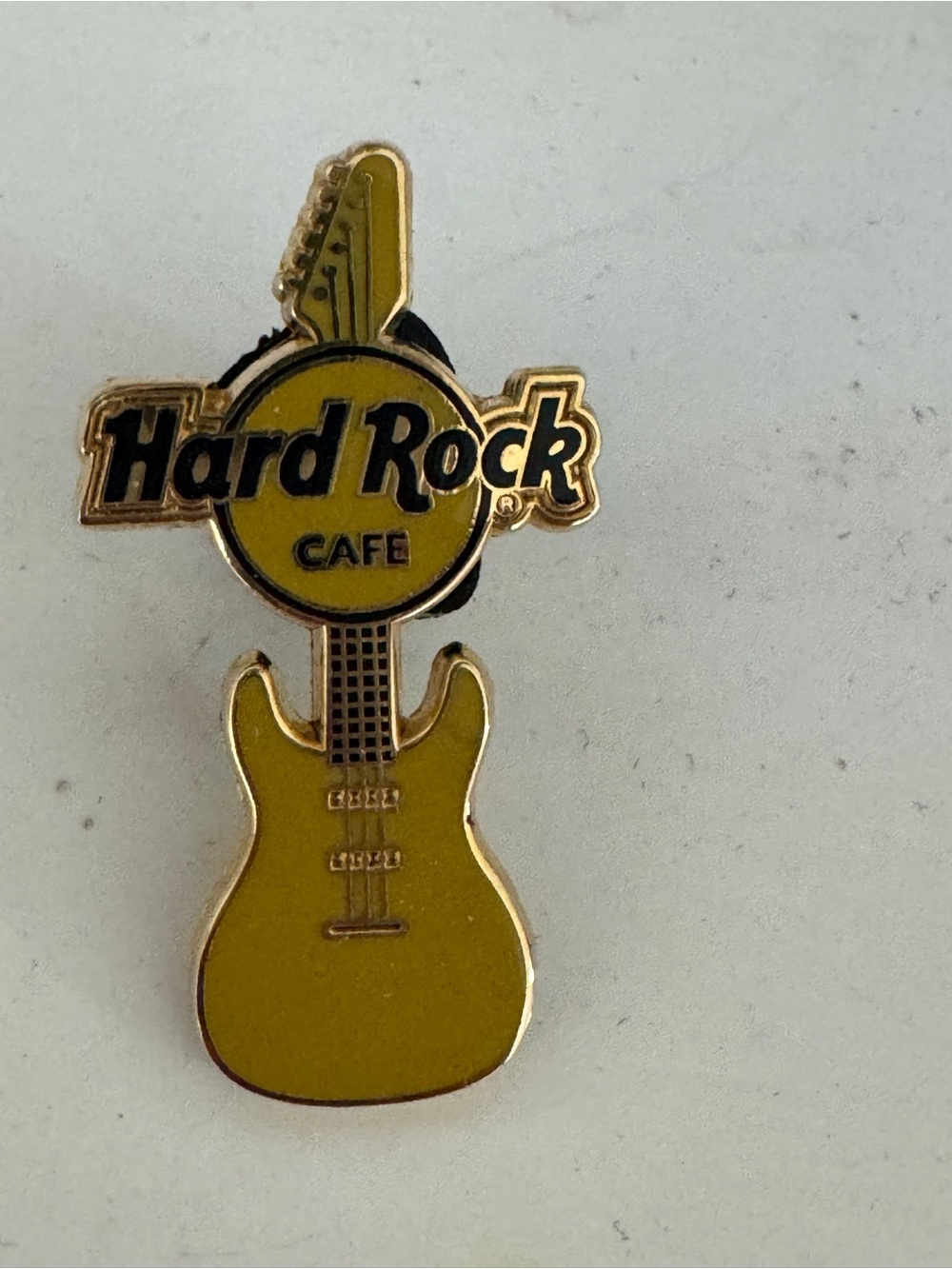 Hard Rock Cafe Yellow and Black Guitar Pin Vintage